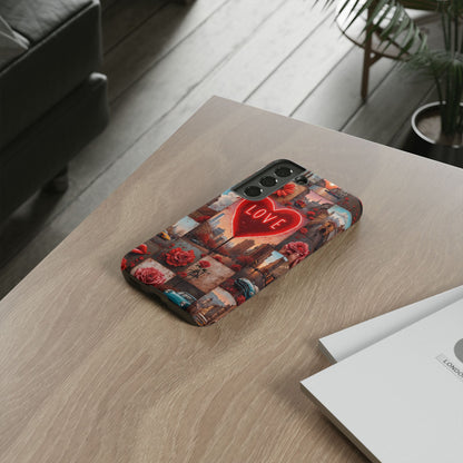 Neon Love Heart & Rose Phone Case