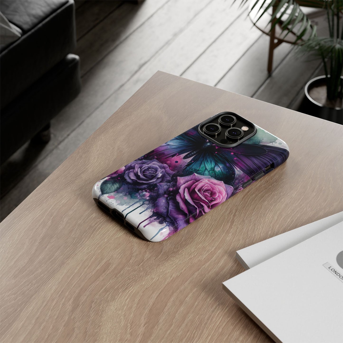 Mystic Bloom – Vibrant Butterfly & Rose Art Mobile Cover