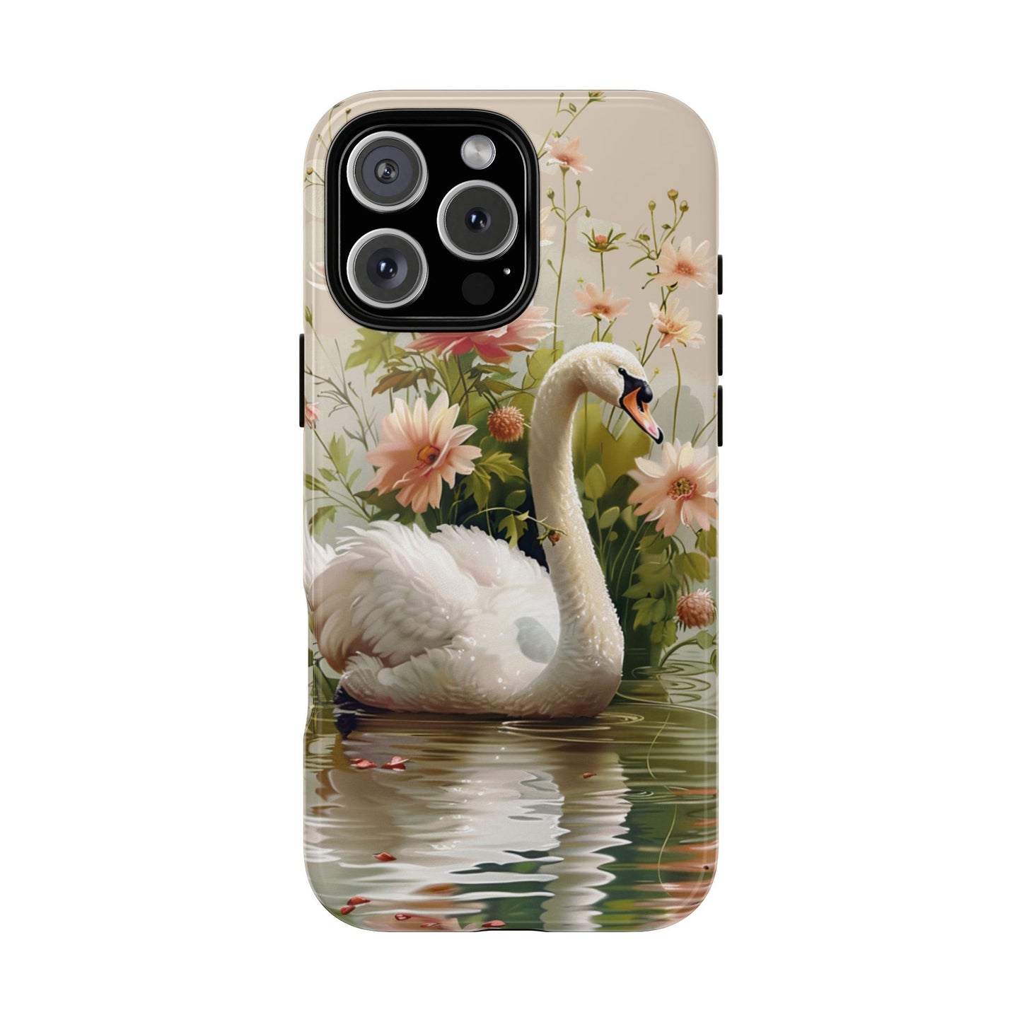 Floral Swan Phone Case – Bird Phone Case, Elegant & Protective for iPhone, Samsung & Google Pixel