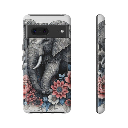 Mandala Elephant Mobile Cover – Elegant Black & White Floral Art
