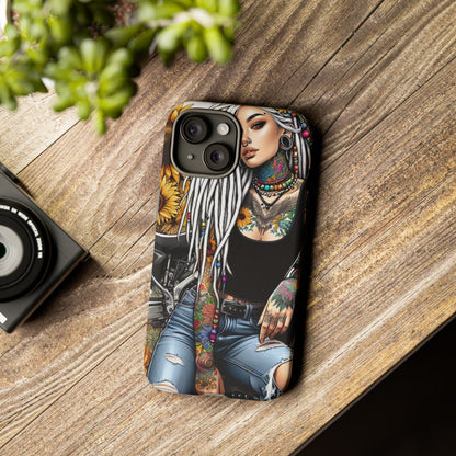 Sunflower Biker Queen – Bohemian Tattooed Rebel Mobile Cover