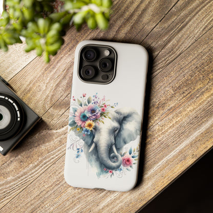 Floral Elephant Mobile Cover – Elegant Watercolor Art