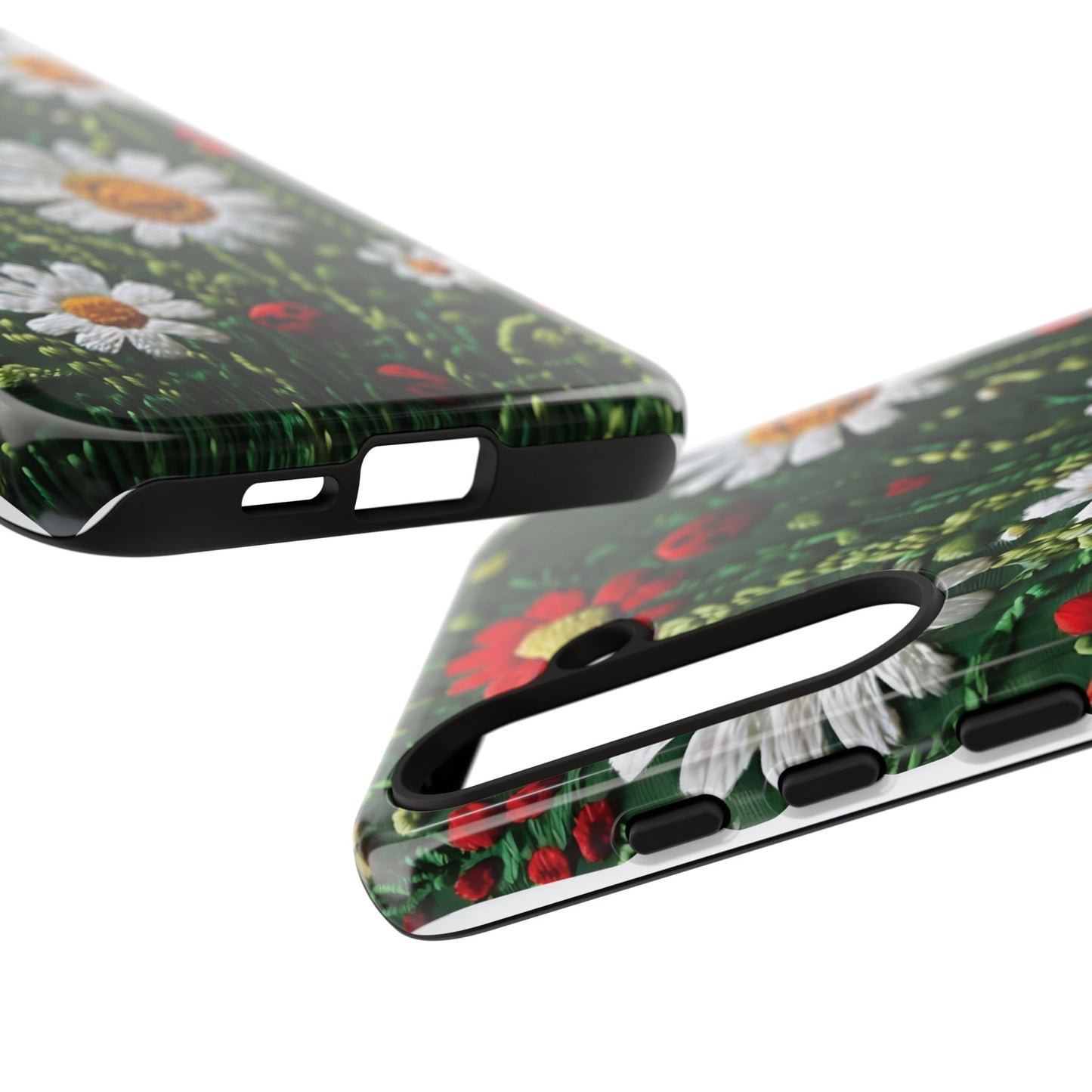 Knitted Pattern With Diamonds And Festive Motifs On Navy phone case design.