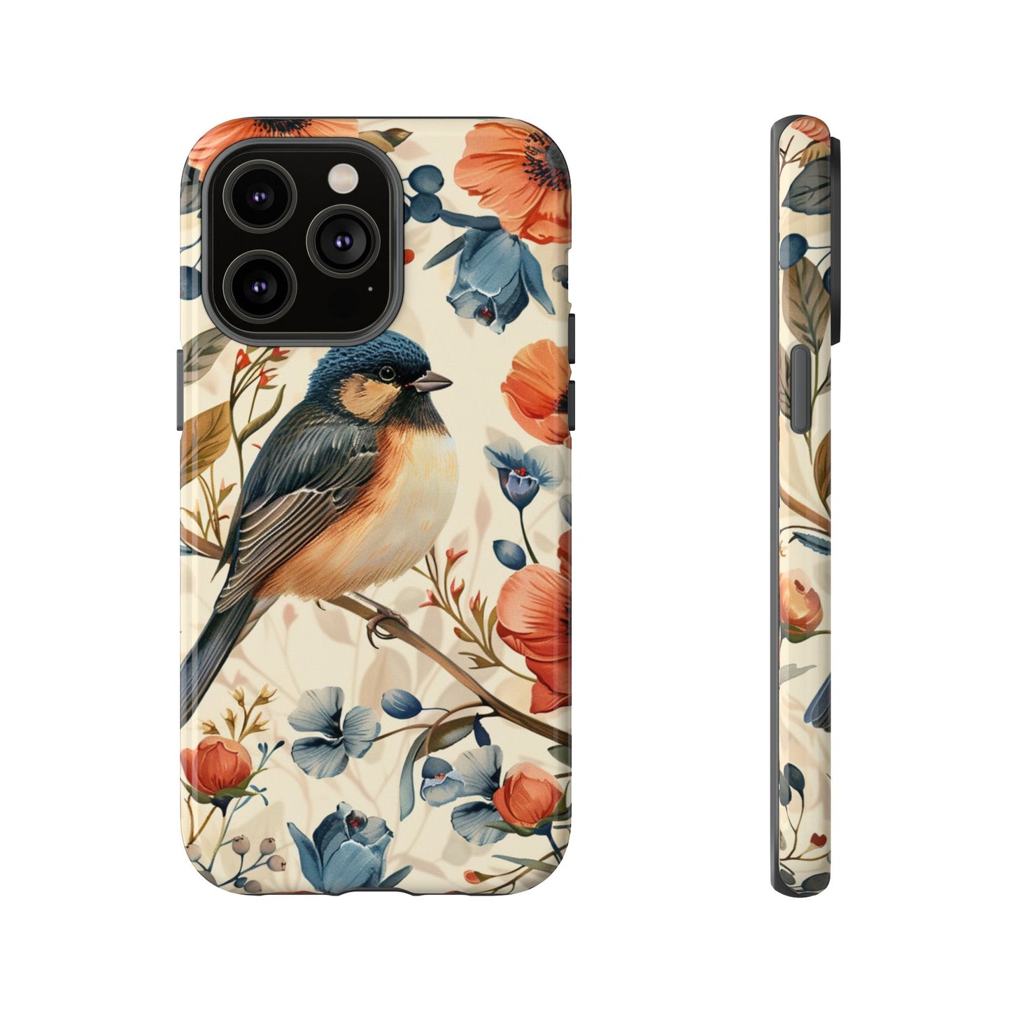 Floral Bird Phone Case - Elegant Nature-Inspired Cover for iPhone, Samsung & Google Pixel
