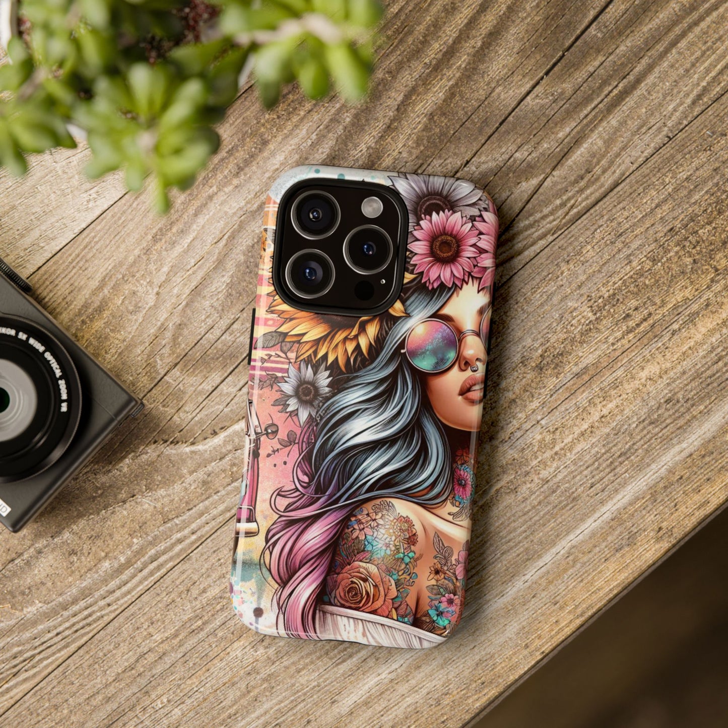 Retro Boho Wanderer – Sunflower Hippie Van Mobile Cover