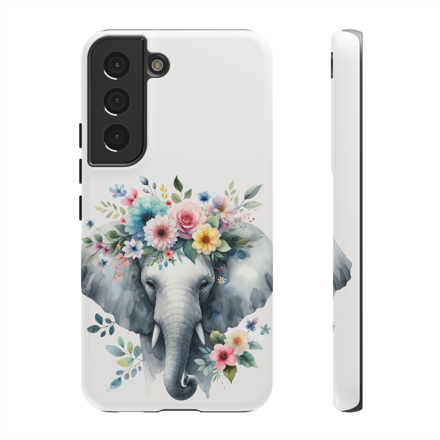 Floral Crown Elephant Mobile Cover – Elegant Watercolor Art