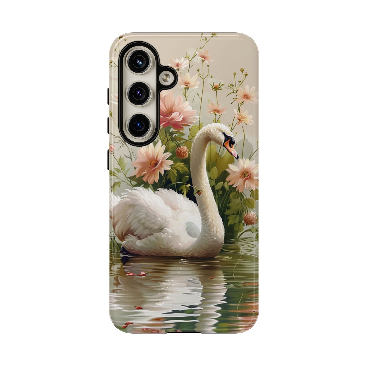 Floral Swan Phone Case – Bird Phone Case, Elegant & Protective for iPhone, Samsung & Google Pixel