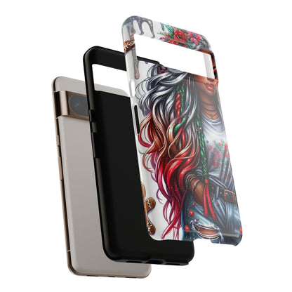 Festive Boho Queen – Holiday Glow & Candy Cane Braids Mobile Cover