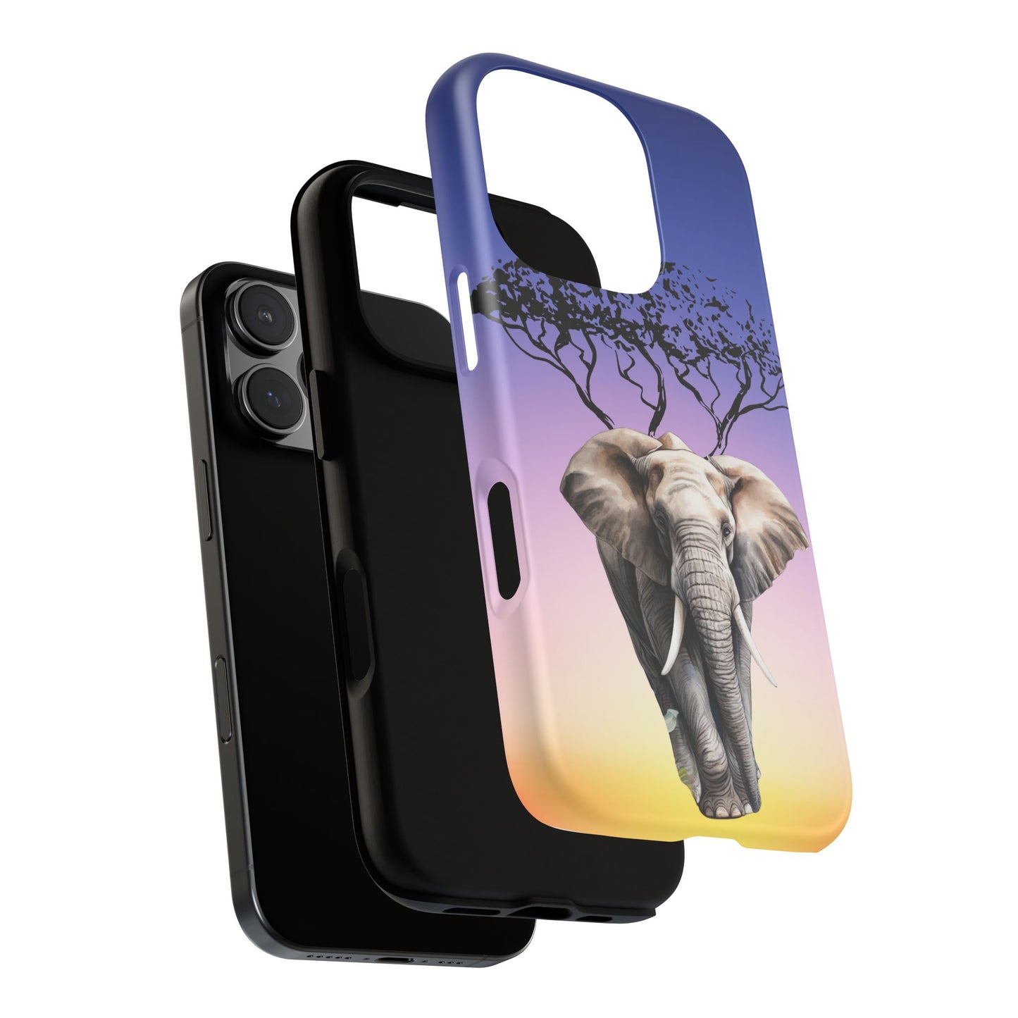 Surreal Elephant Tree Mobile Cover – Dreamy Sunset Fantasy
