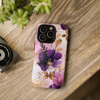 Luxury Purple & Gold Floral Aesthetic Mobile Case