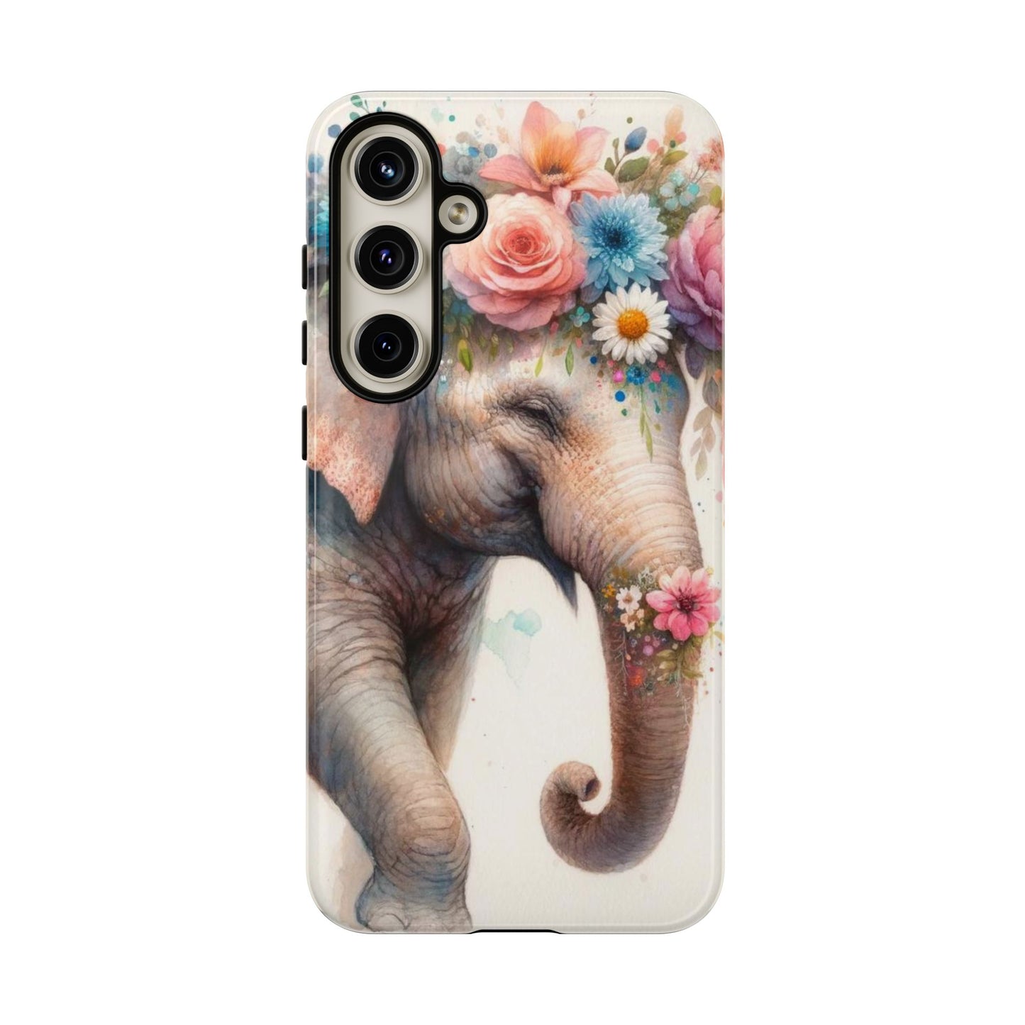 Joyful Floral Elephant Mobile Cover – Whimsical Watercolor Art