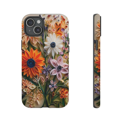 Intricate Quilled Floral Artwork In Vibrant Colors phone case design.