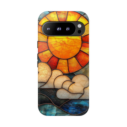 Modern Stained Glass Phone Case – Warm Tones & Abstract Landscape for iPhone, Samsung & Pixel