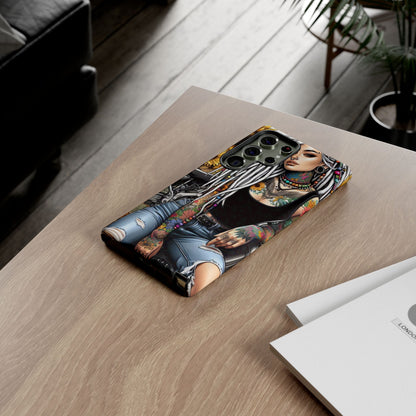 Sunflower Biker Queen – Bohemian Tattooed Rebel Mobile Cover