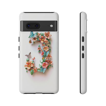 Floral Letter J Phone Case – Personalized Aesthetic Cover for iPhone, Samsung & Google Pixel