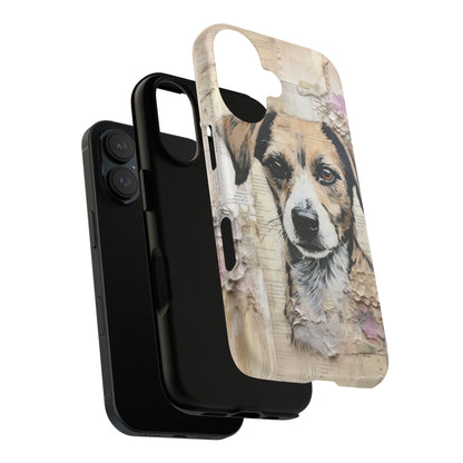 Vintage Collage Dog Portrait Mobile Cover – Artistic Mixed Media Design