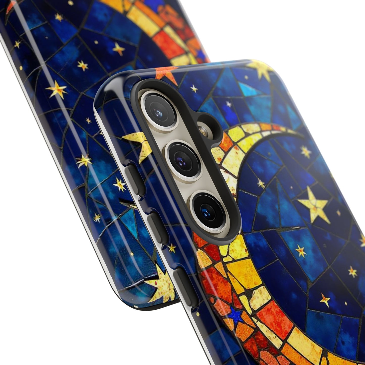 Celestial Crescent: Vibrant Moon and Stars Phone Case