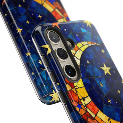 Celestial Crescent: Vibrant Moon and Stars Phone Case