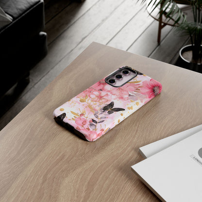 Pink Blossom & Gold Butterfly Mobile Case