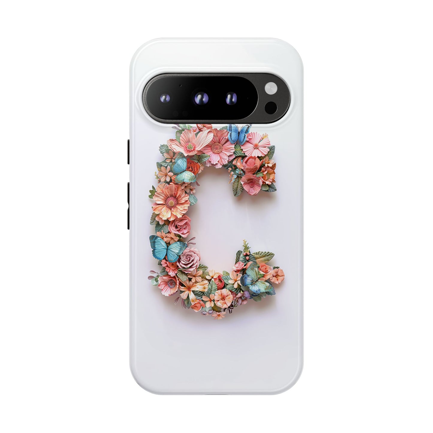 Floral Letter C Phone Case – Personalized Aesthetic Cover for iPhone, Samsung & Google Pixel