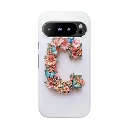 Floral Letter C Phone Case – Personalized Aesthetic Cover for iPhone, Samsung & Google Pixel