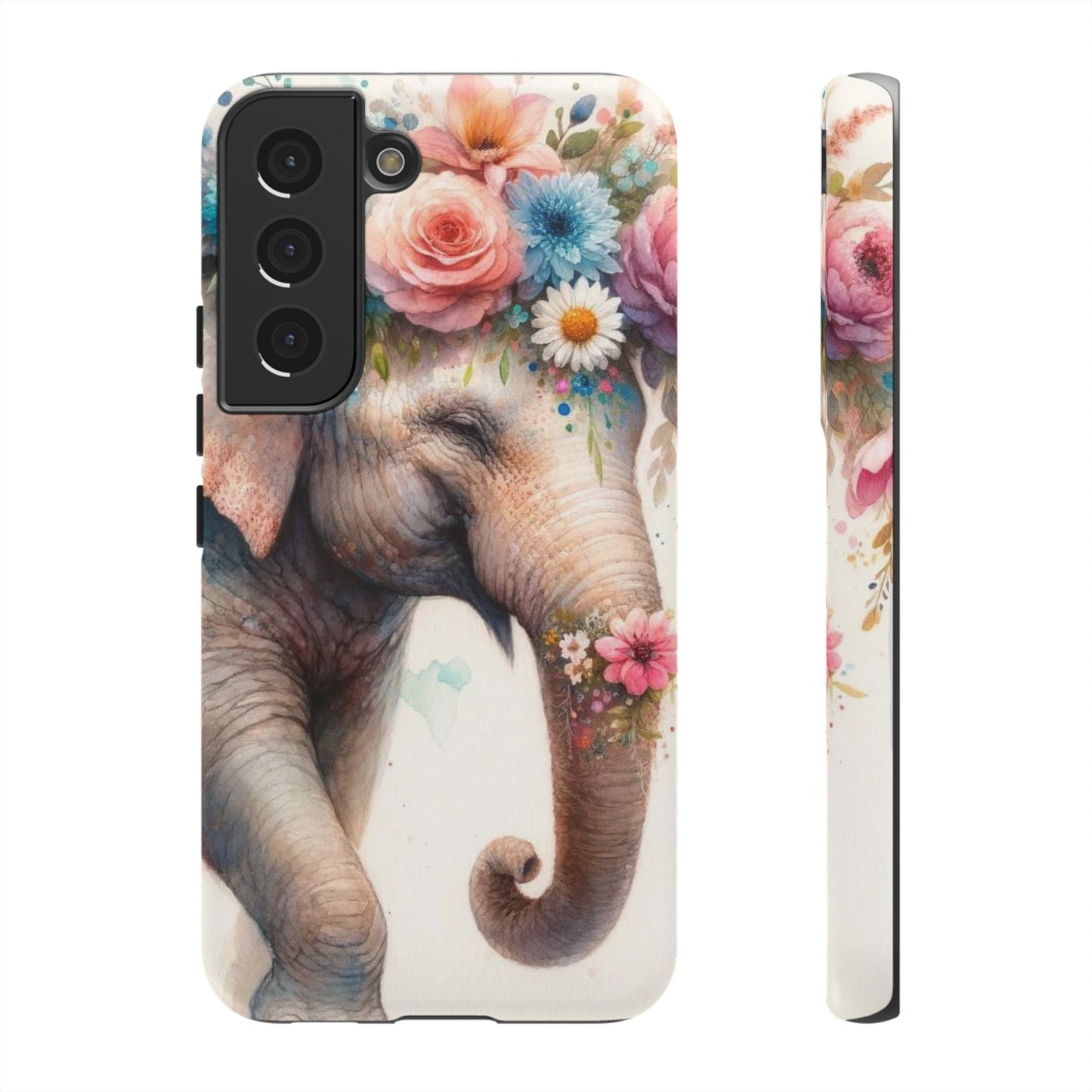 Joyful Floral Elephant Mobile Cover – Whimsical Watercolor Art