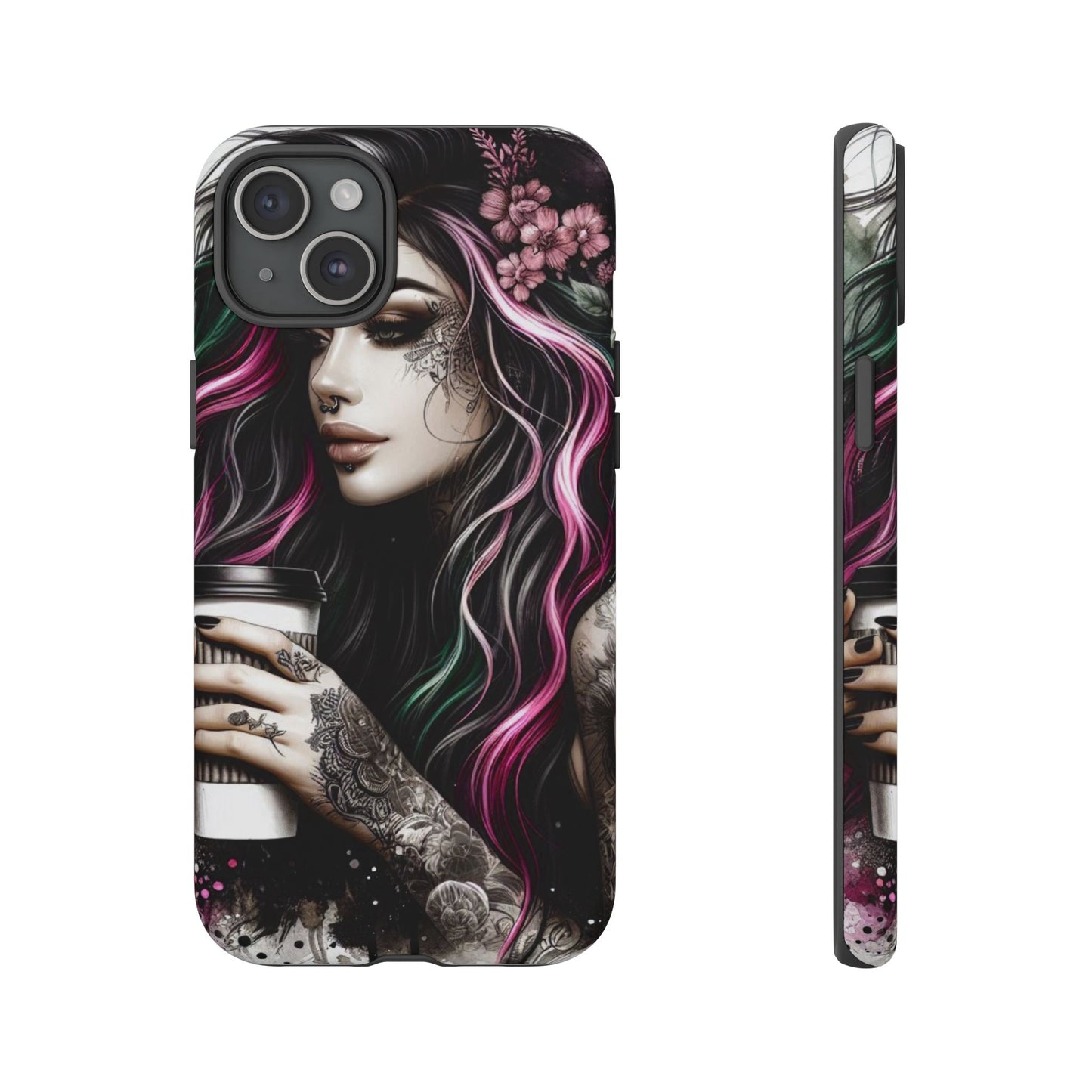 Tattooed Serenity – Gothic Coffee Lover Mobile Cover