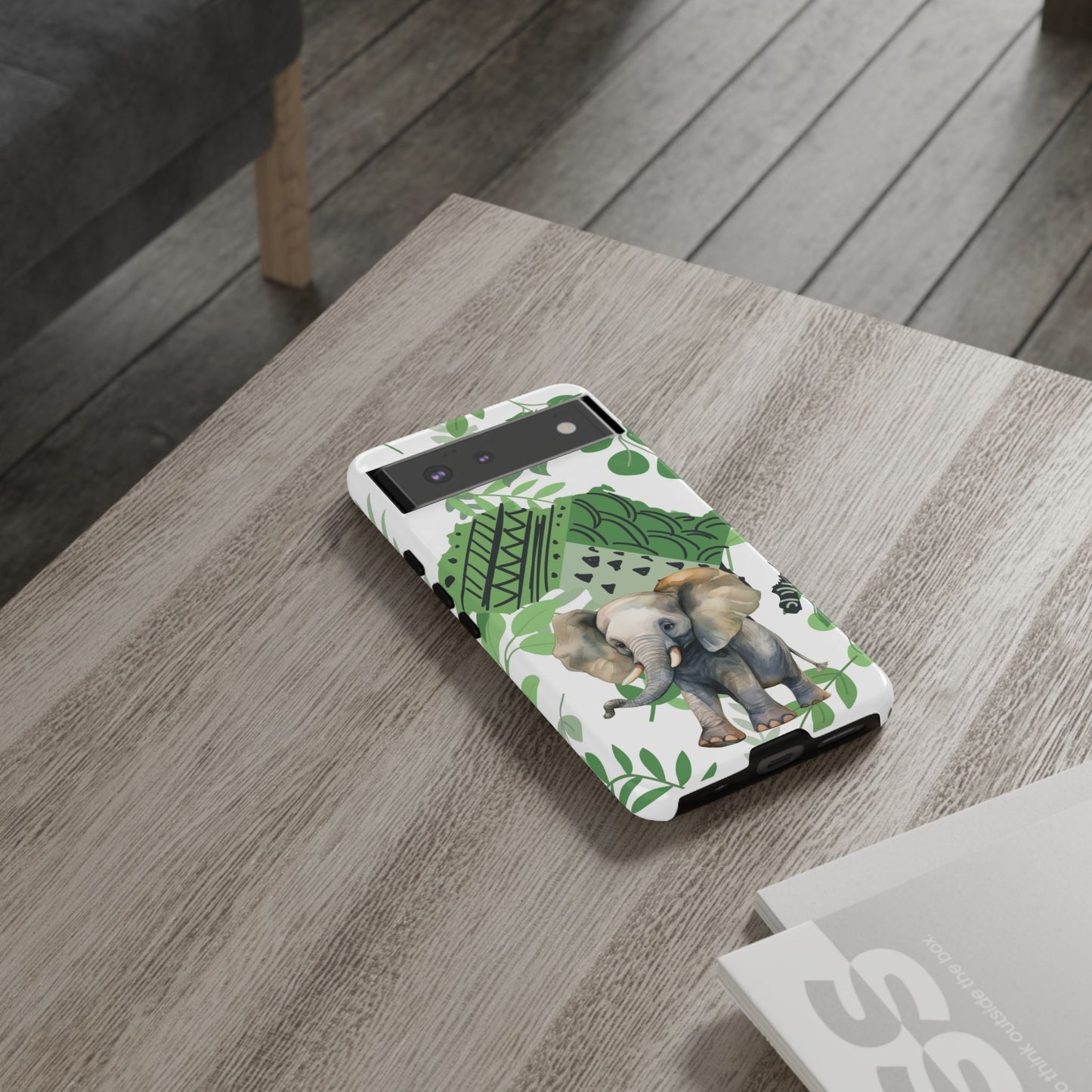 Playful Baby Elephant Mobile Cover – Tropical Boho Art