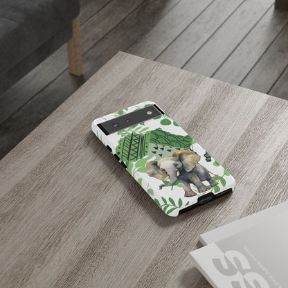 Playful Baby Elephant Mobile Cover – Tropical Boho Art