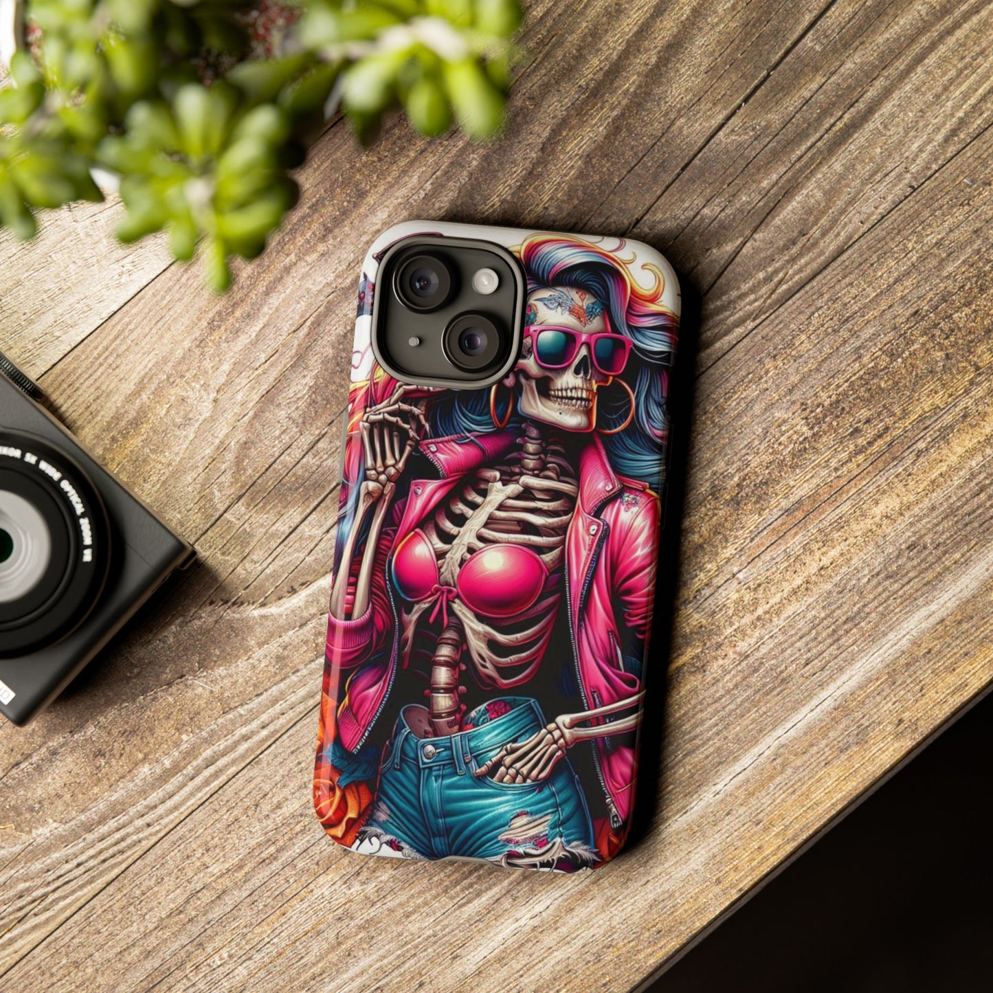 Neon Bones – Retro Skeleton & Vibrant Punk Aesthetic Mobile Cover