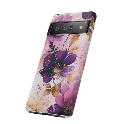 Luxury Purple & Gold Floral Aesthetic Mobile Case