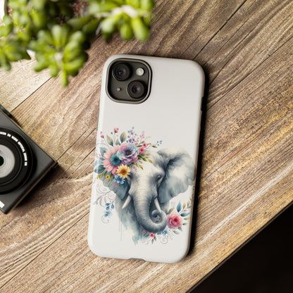 Floral Elephant Mobile Cover – Elegant Watercolor Art