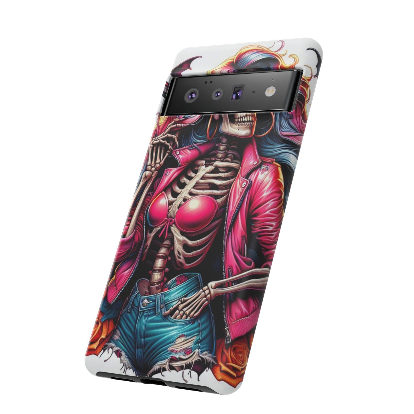 Neon Bones – Retro Skeleton & Vibrant Punk Aesthetic Mobile Cover