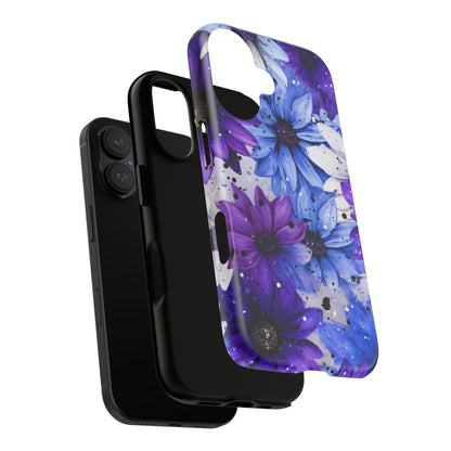 Blue & Purple Floral Splash Mobile Cover – Elegant Artistic Flowers