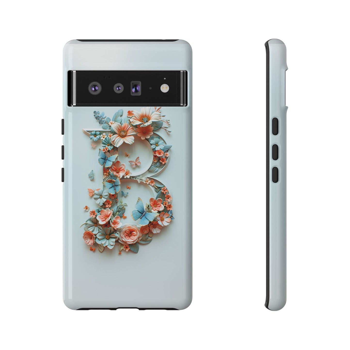 Floral Letter B Phone Case – Personalized Aesthetic Cover for iPhone, Samsung & Google Pixel