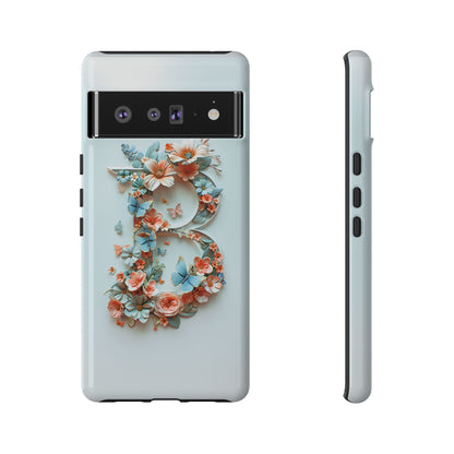 Floral Letter B Phone Case – Personalized Aesthetic Cover for iPhone, Samsung & Google Pixel
