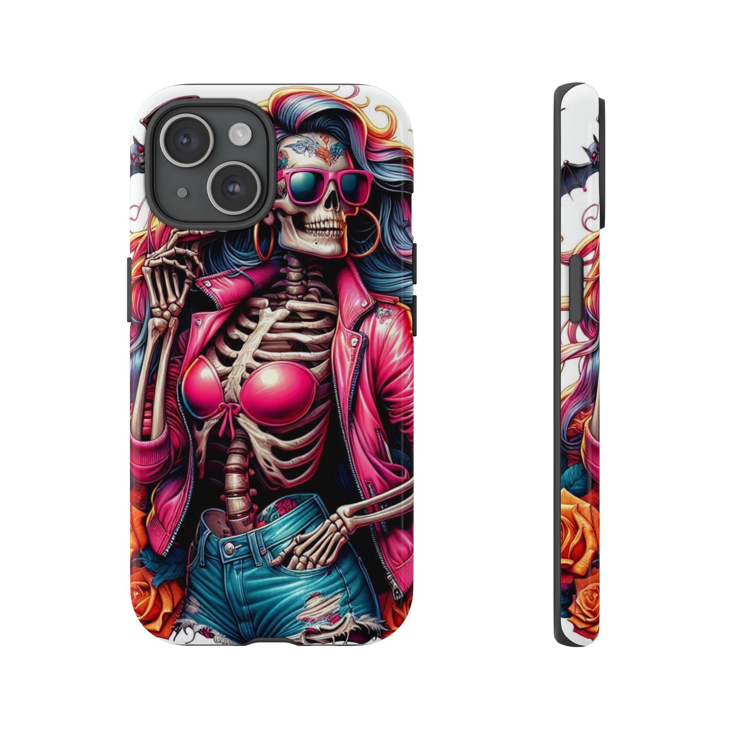 Neon Bones – Retro Skeleton & Vibrant Punk Aesthetic Mobile Cover