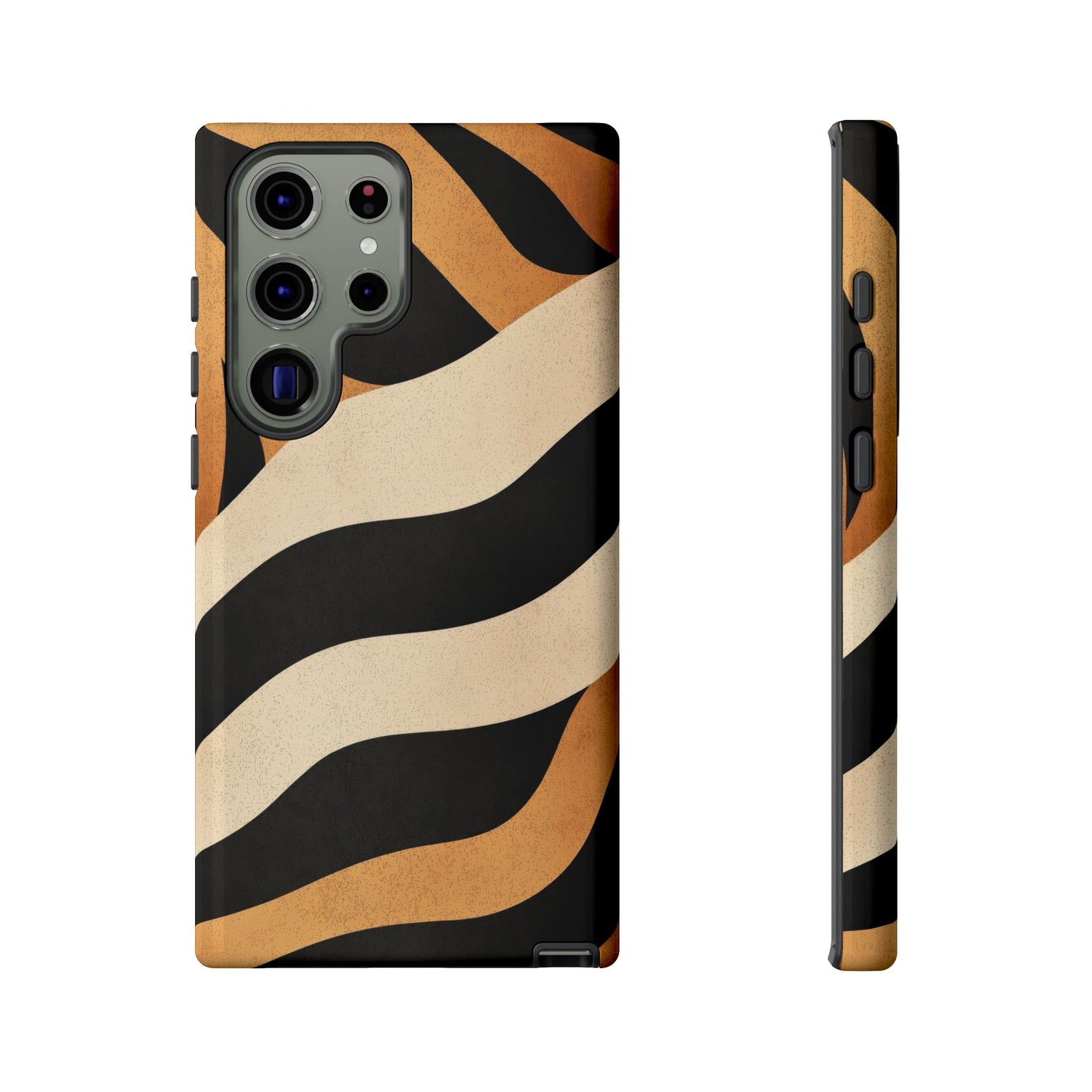 Bold Tiger Stripes Phone Case – Black, Orange & Cream Perfect for iPhone, Samsung & Google Pixel
