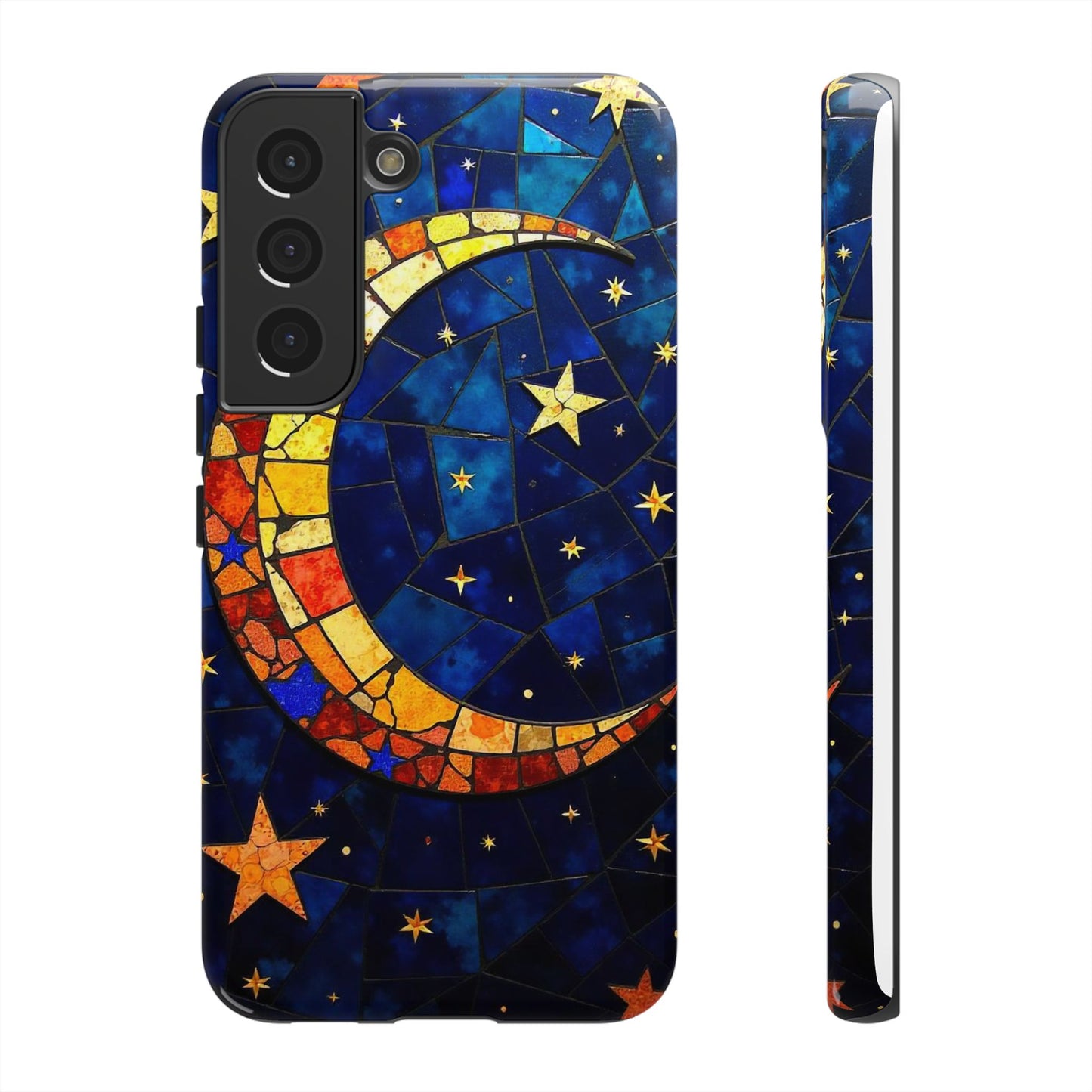 Celestial Crescent: Vibrant Moon and Stars Phone Case
