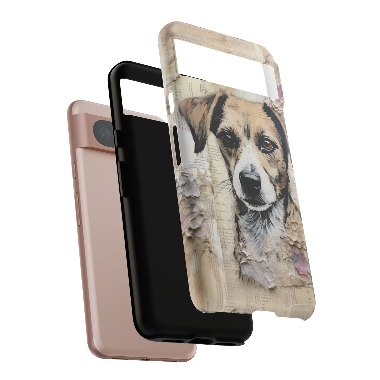 Vintage Collage Dog Portrait Mobile Cover – Artistic Mixed Media Design