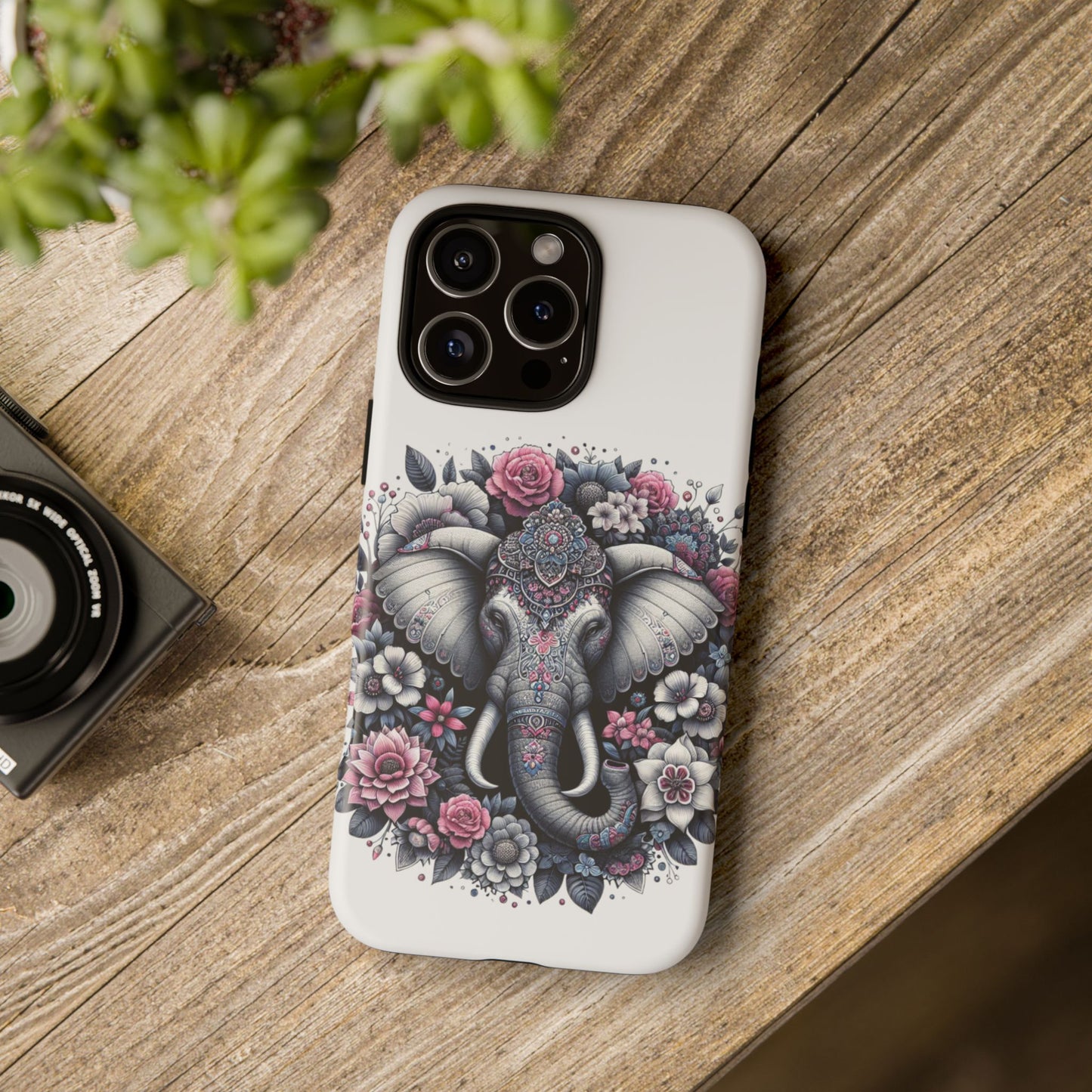 Ornate Floral Elephant Mobile Cover – Elegant Bohemian Art