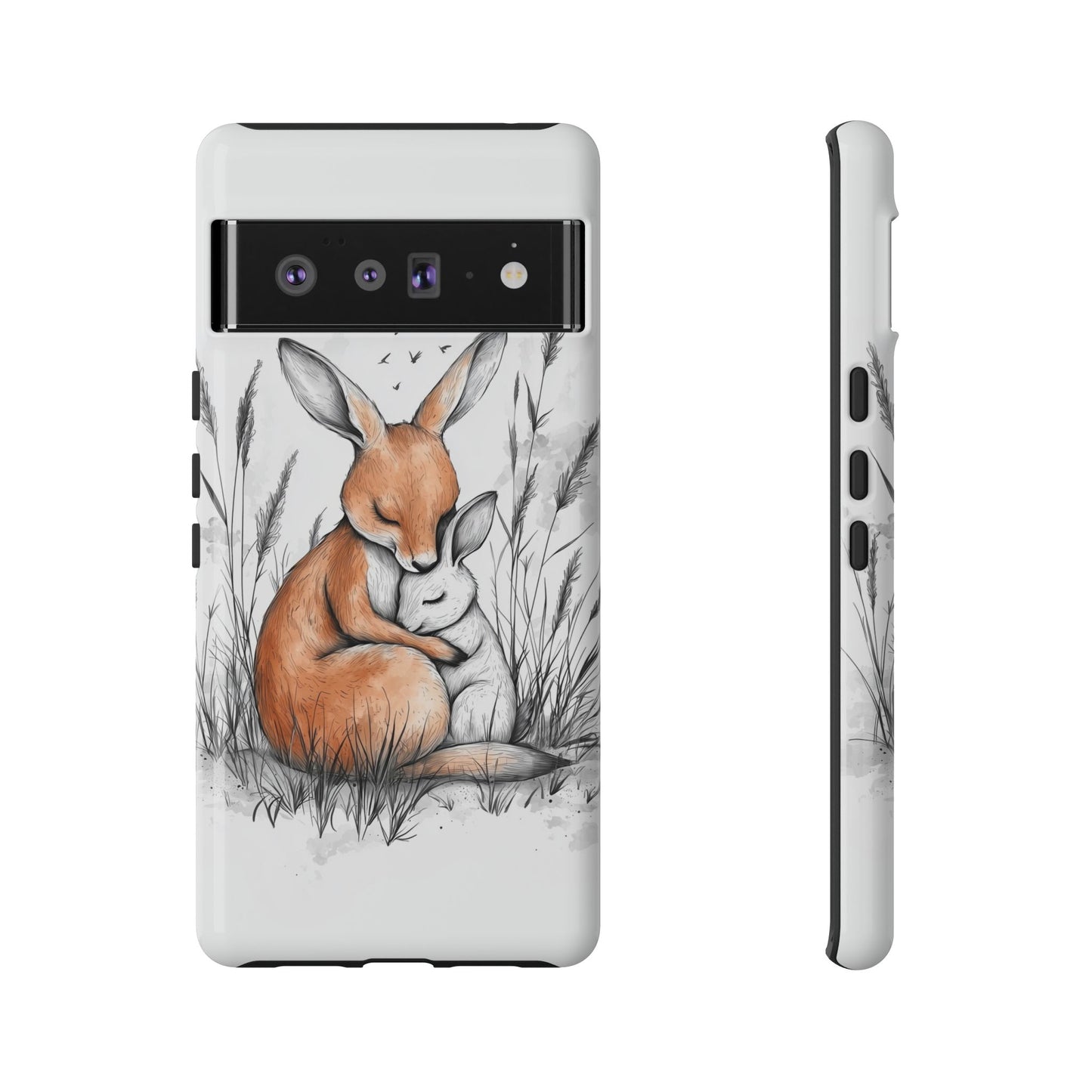Bunny Embrace: Watercolor Woodland Hug Phone Case for iPhone, Samsung & Pixel