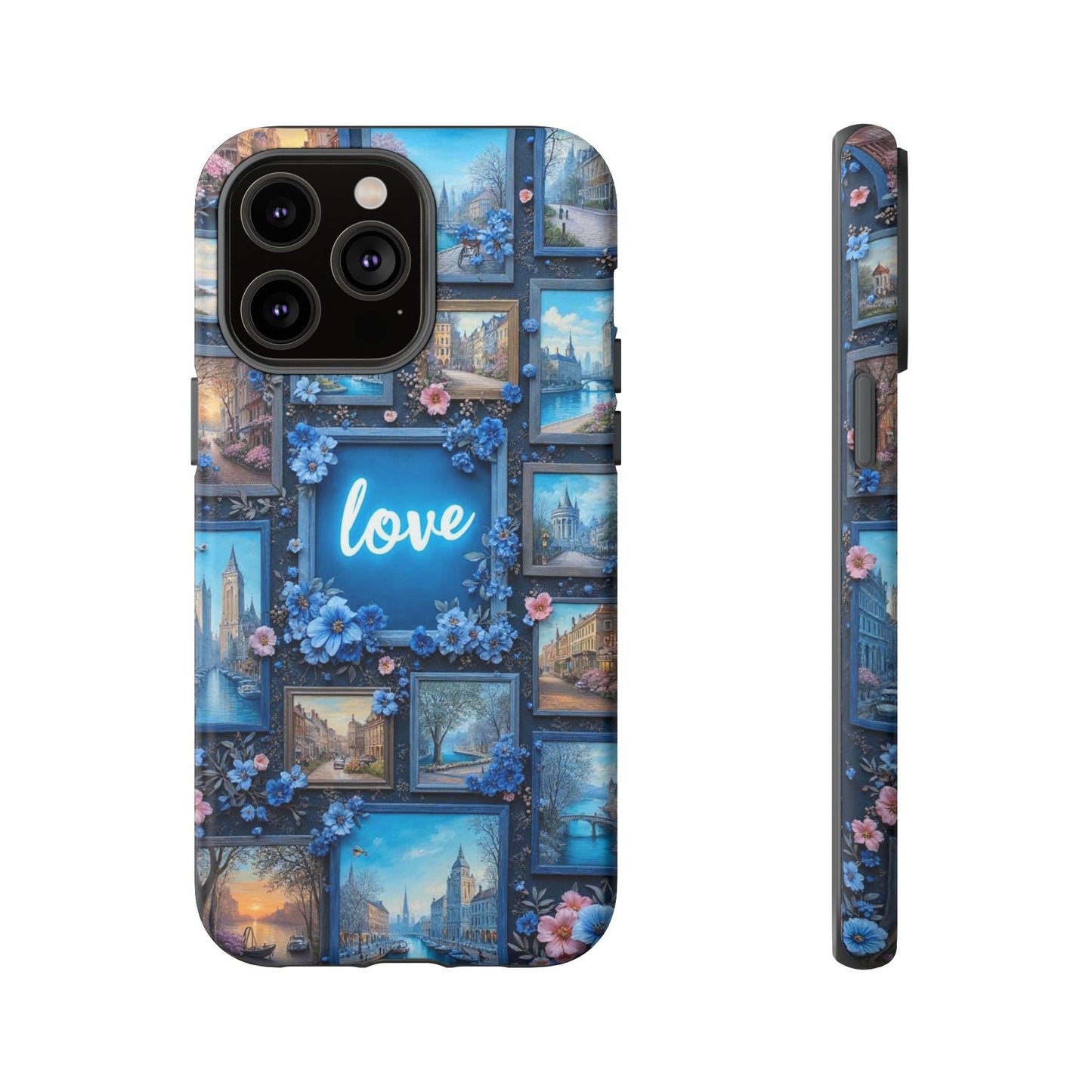 Blue Floral Love Frame Phone Case