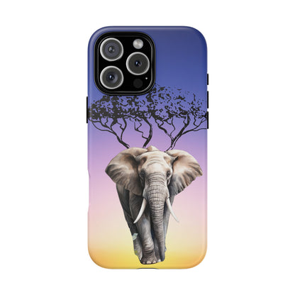 Surreal Elephant Tree Mobile Cover – Dreamy Sunset Fantasy