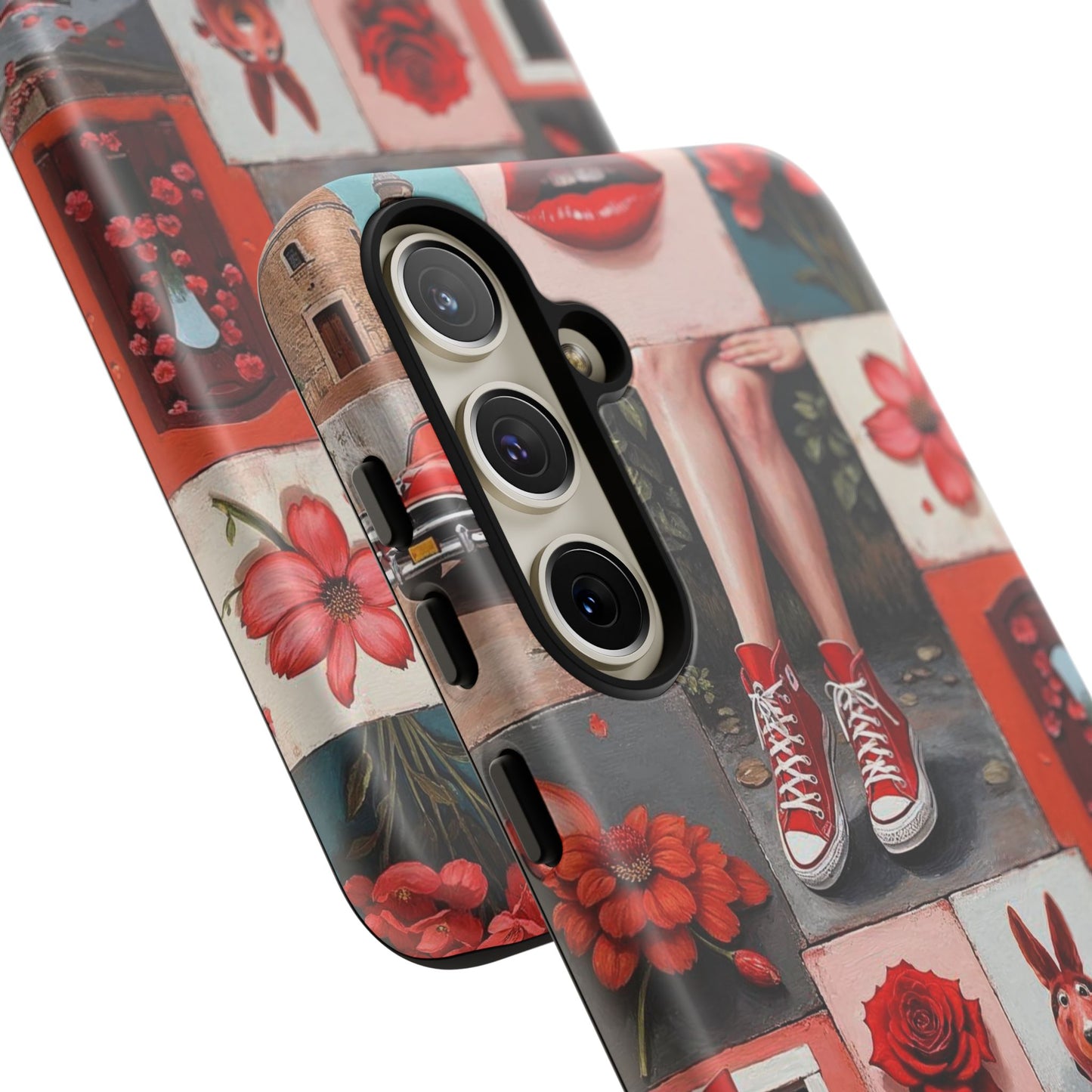 Red Sneakers & Roses Collage Phone Case