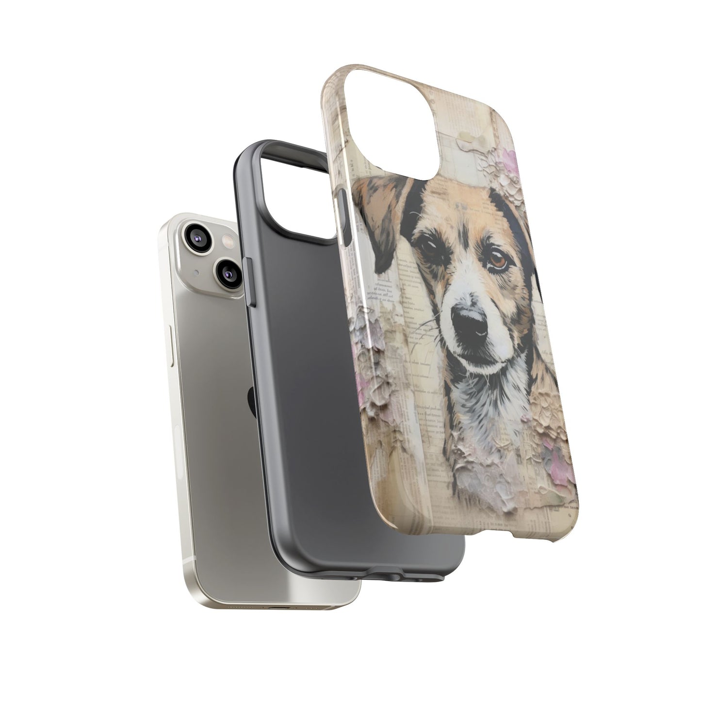 Vintage Collage Dog Portrait Mobile Cover – Artistic Mixed Media Design