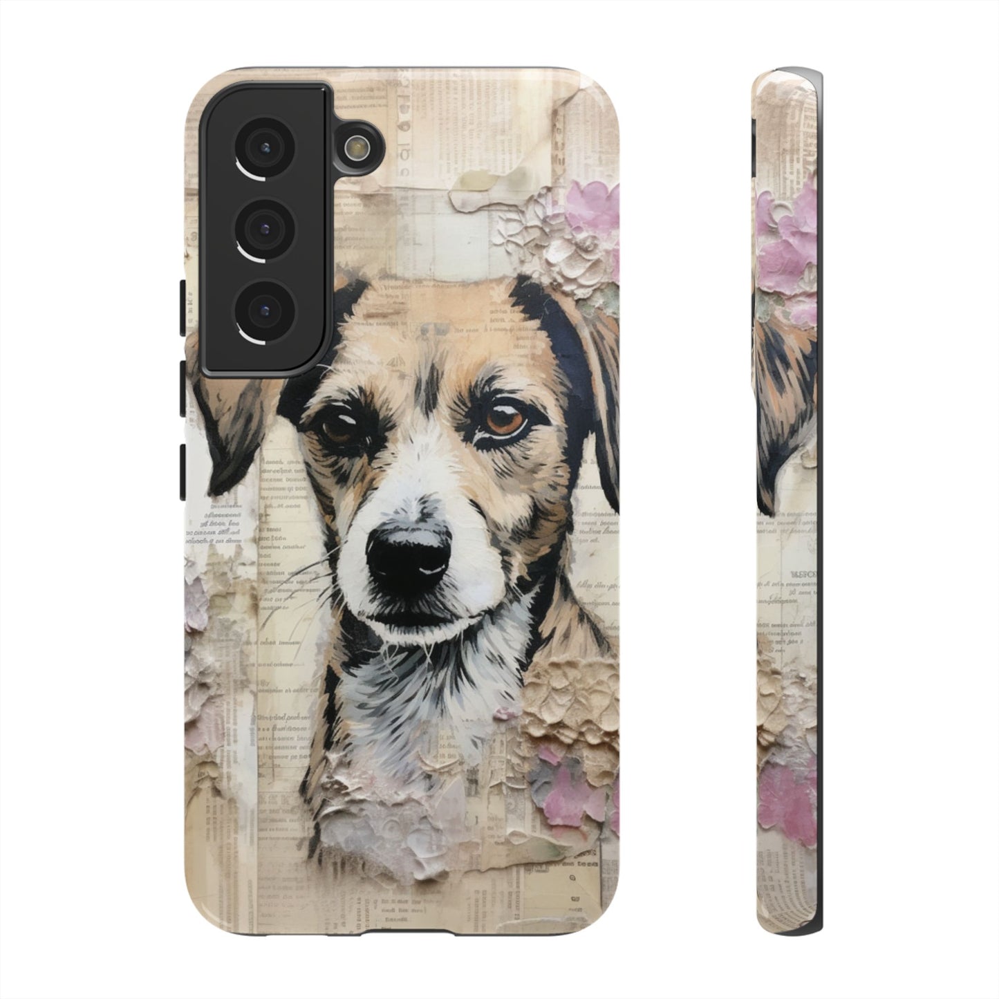 Vintage Collage Dog Portrait Mobile Cover – Artistic Mixed Media Design