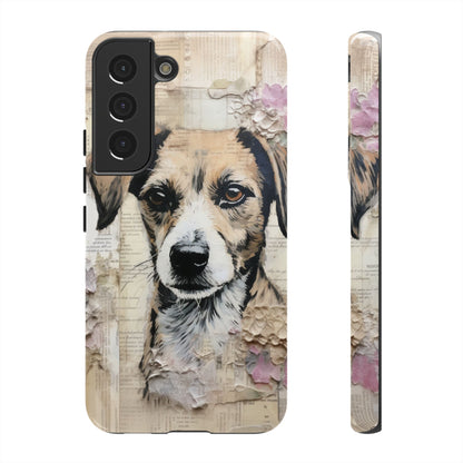Vintage Collage Dog Portrait Mobile Cover – Artistic Mixed Media Design