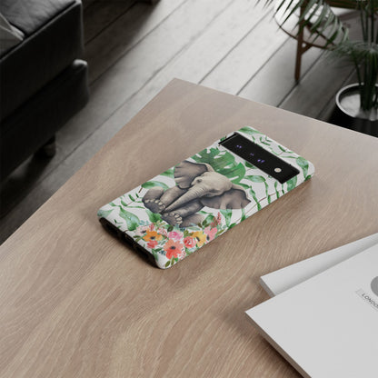 Cute Baby Elephant Mobile Cover – Floral & Tropical Aesthetic