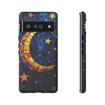 Celestial Crescent: Vibrant Moon and Stars Phone Case